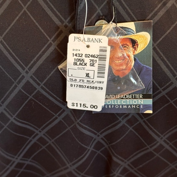 NWT Jos. A. Bank Men’s Leadbetter Golf Performance Polo Shirt Black Plaid XL - Picture 14 of 14
